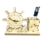 Wooden Puzzle Model Students Handmade DIY Multifunctional Clock Pen Holder