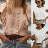 Round neck ruffle top