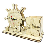 Wooden Puzzle Model Students Handmade DIY Multifunctional Clock Pen Holder