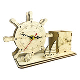 Wooden Puzzle Model Students Handmade DIY Multifunctional Clock Pen Holder