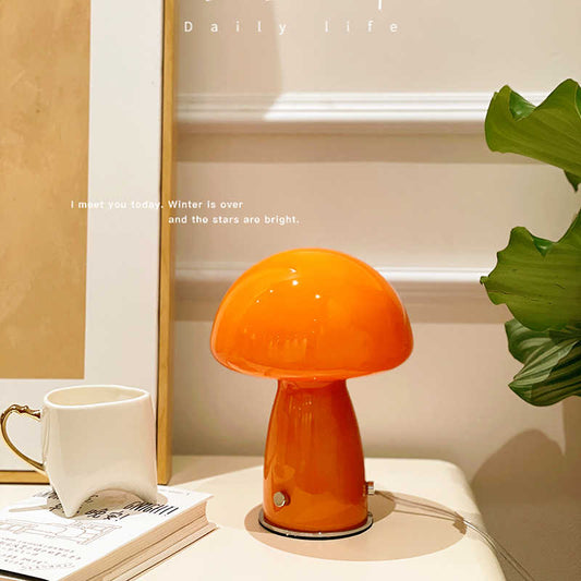 Mushroom Table Lamp Bedroom Bedside Glass Atmosphere Small Night Lamp